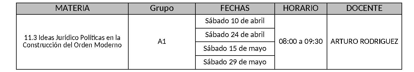 Días y horarios